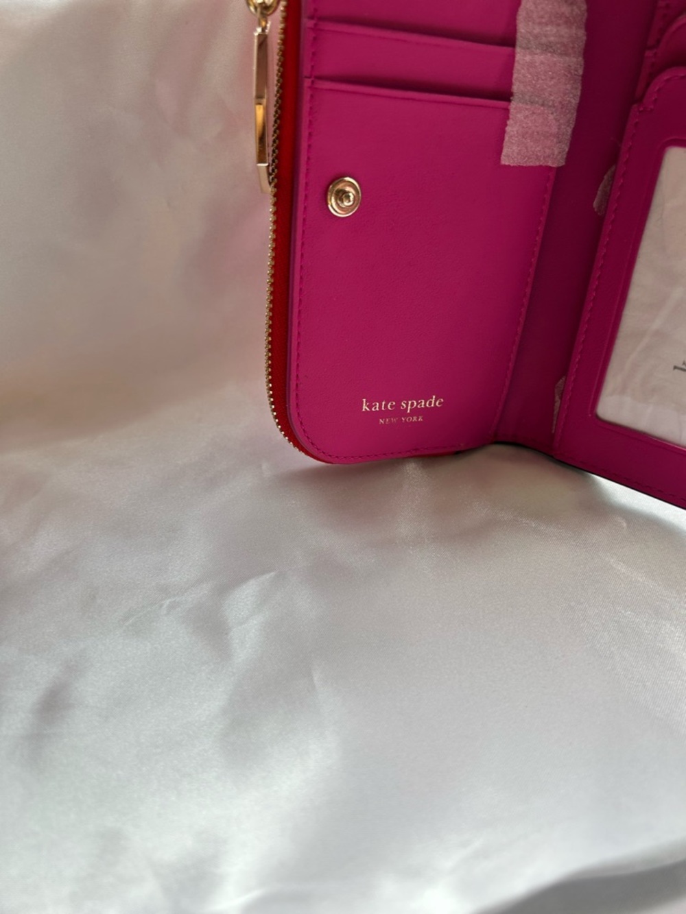 Kate Spade New York Detour Red Glitter Patent Leather Small Slim Bifold Wallet - Picture 6 of 7